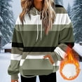 thumbnail image 2 of LEBONYARD Women's Fashion Crew Neck Drawstring Hooded Sweatshirts Casual Long Sleeve Pocket Striped Style Loose Fit Comfortable Ladies Sweatshirts, 2 of 5