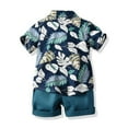 thumbnail image 2 of TiaoBug Baby Toddler Boys Clothimg Outfit Short Sleeve Button-Down Shirt + Shorts Pants Birthday Teal 100, 2 of 6