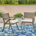 thumbnail image 3 of GDF Studio Baia Outdoor Acacia Wood Dining Chairs with Cushion, Set of 2, Gray and Cream, 3 of 10