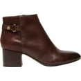 thumbnail image 2 of ANNE KLEIN Womens Brown Mixed Media Cushioned Ankle Strap Hilda Almond Toe Block Heel Zip-Up Leather Booties 6 M, 2 of 5