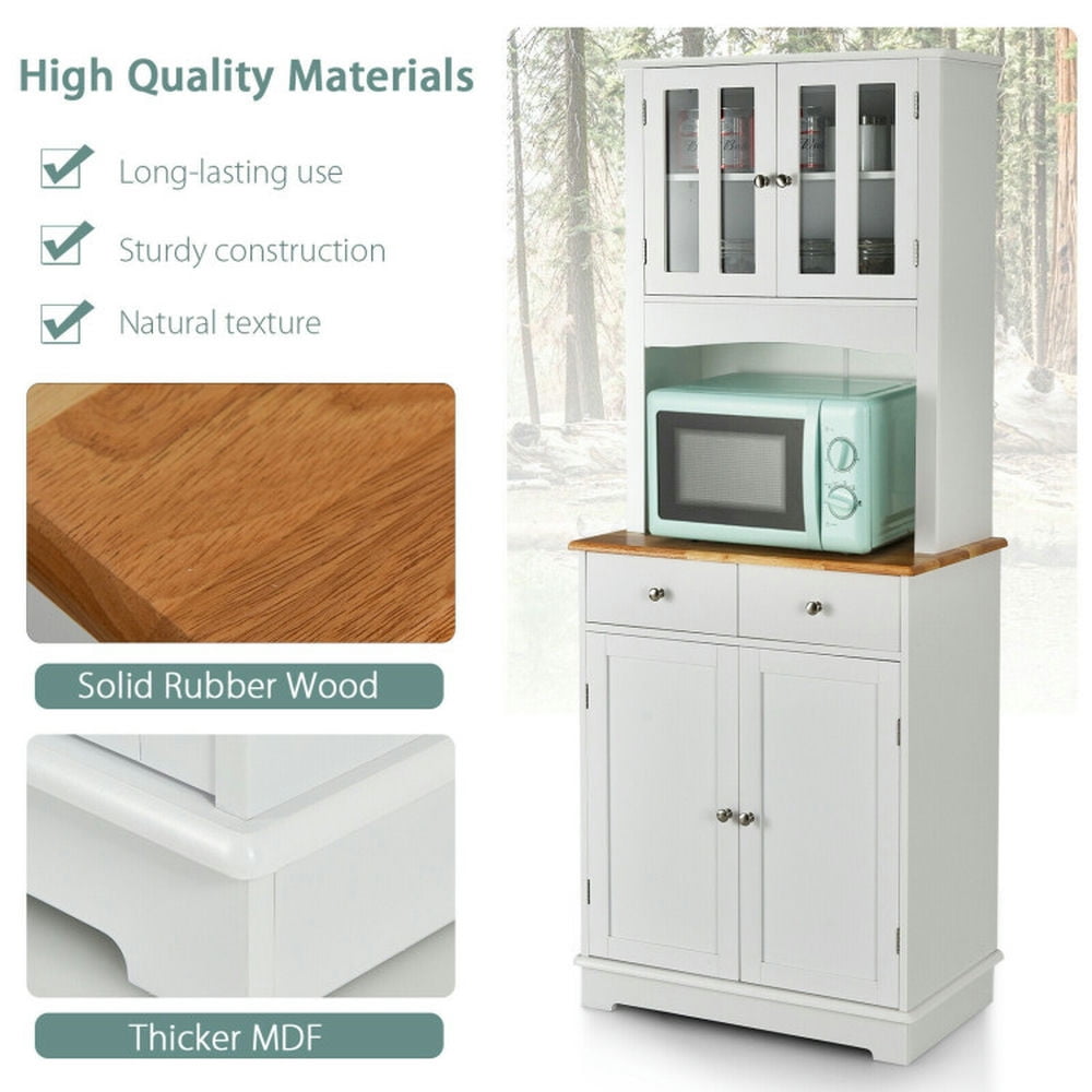 Finihen Kitchen Storage Cabinet, Buffet Sideboard, Kitchen Pantry Cabinet with Wood Top and Hutch, for Dining Room, Kitchen, Living Room, White Finihen Kitchen Storage Cabinet, Buffet Sideboard, Kitchen Pantry Cabinet with Wood Top and Hutch, for Dining Room, Kitchen, Living Room, White