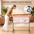 thumbnail image 3 of AILEEKISS Bedside Bassinet for Newborn, 6 Height Adjustable Baby Bassinet with Wheels, Pink, 3 of 10