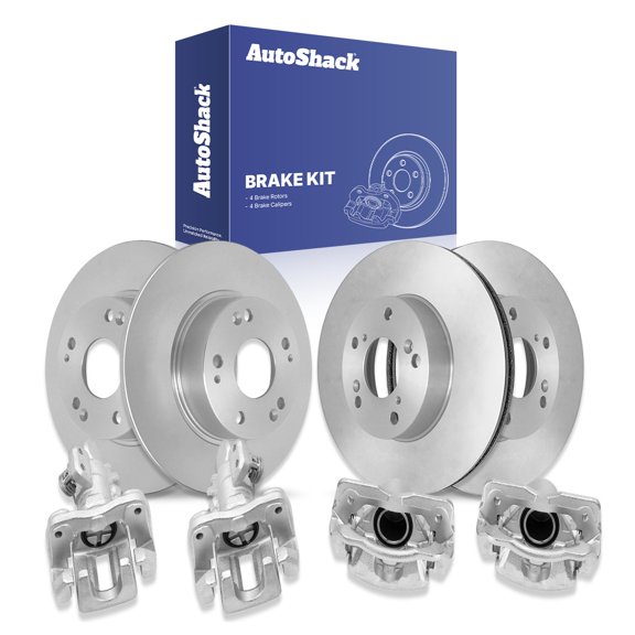 AutoShack Front Vented & Rear Solid Brake Rotors   Calipers 8-PC Brake Kit Replacement for 2013-2015 Acura ILX