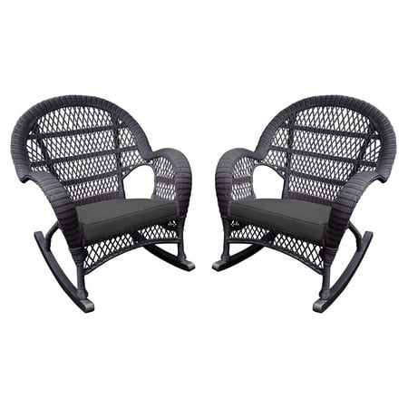 Jeco Santa Maria Wicker Patio Rockers with Optional Cushion - Set of 4