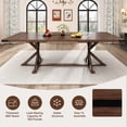 thumbnail image 4 of Blotout 95" Modern Farmhouse Dining Table for 10-12 People, Rectangular Wood Dining Table with Wood Strip Base, Long Kitchen Table Tables for Dining Room, Gathering, Kitchen (Brown), 4 of 10