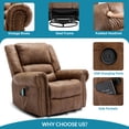 thumbnail image 7 of OUINCH Manual Swivel Glider Rocker Recliner Chair with Massage and Heat, USB Ports and 2 Side Pockets, Brown, 7 of 7