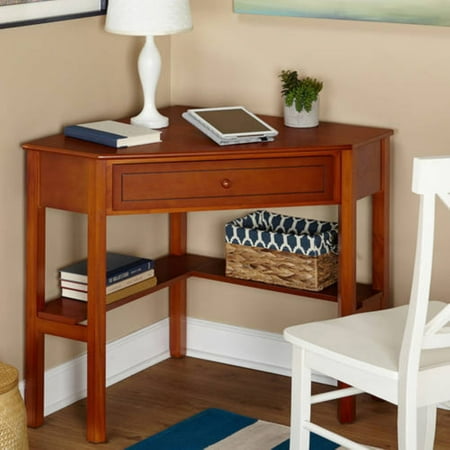 Corner Writing Desk with Pullout Drawer and Shelf, Multiple