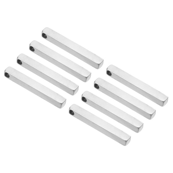 8pcs Metal Stamping Blanks, Rectangle Stamping Tags Blanks 38x5mm DIY Aluminum Steel Tag Solid Bar Pendants, Silvery