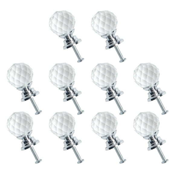 Uxcell 0.79"x1.18" Wardrobe Dresser Door Knobs Pull Handle Crystal Silver Color 10pcs