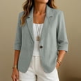 thumbnail image 2 of Tqcoqu Women's Spring Summer Cotton Linen Blazer,Lapel Single Button 3/4 Sleeve Casual Jacket with Pockets,Dark Gray Women's S-XXL, 2 of 8