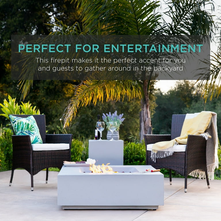 Best Choice Products 35x35in 40,000 BTU Outdoor Square Propane Fire Pit Table w/ Side Table Tank Storage, Cover - Gray Best Choice Products 35x35in 40,000 BTU Outdoor Square Propane Fire Pit Table w/ Side Table Tank Storage, Cover - Gray
