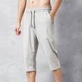thumbnail image 5 of Men Loose Summer Quick Dry Cool Capri Pants Straight Leg Slacks Long Beach Shorts Sports Big and Tall Size M-5XL Gray, 5 of 7