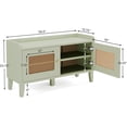 thumbnail image 2 of Tribesigns 2-Tier Shoe Storage Bench 39-Inch Long Shoe Rack Bench with Doors and Seat for Living Room, Rattan Shoe Organizer Cabinet with Shelf for Hallway, Light Green, 2 of 5