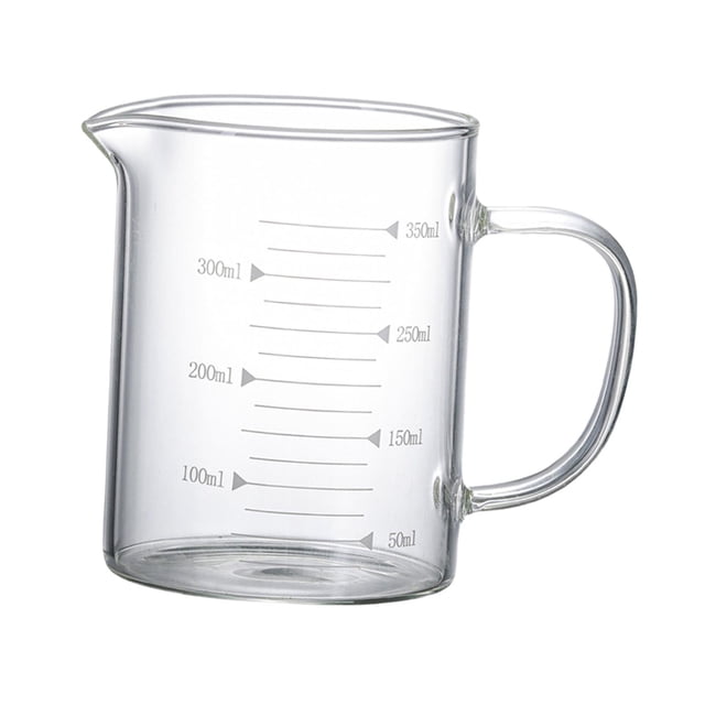 Jarra de vidrio para leche, multiusos, para bebidas frías y calientes, resistente al calor, medidora 350ml