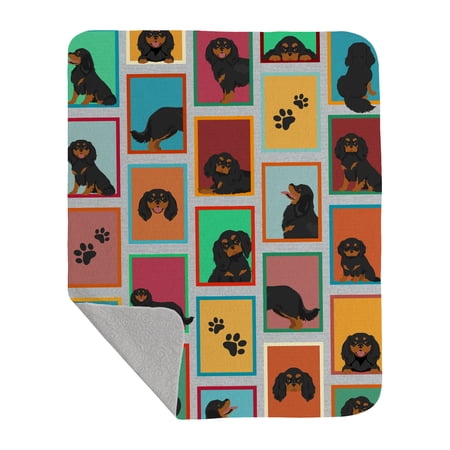 Lots of Black and Tan Cavalier King Charles Spaniel Quilted Blanket 50x60 50 in x 60 in