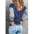 thumbnail image 1 of ABPHQTO Top de manga larga de patchwork con estampado de estrellas a rayas azules para mujer, 1 of 5