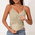 thumbnail image 2 of Soyumi V Neck Cotton Tank Tops with Built-In Shelf Bra Sleeveless Racerback Fitted Basic Cami Shirts High Strechy Sleeveless Slim Fit Workout Tops, Beige, 2 of 7