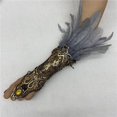 thumbnail image 3 of Bovemsi Gloves for Women Gothic Style Feather Hollowed Out Gold Lace Arm Carnival Party Gloves, 3 of 3