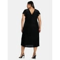 thumbnail image 2 of Terra & Sky Black Label Women's Plus Size Velvet Flutter Sleeve Dress, 0X-5X, 2 of 4