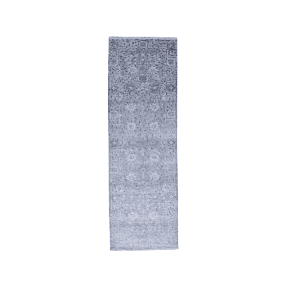 Wahi Rugs Hand Knotted Silky Oushak Silver Wash 2'6" x 8'0" - w390