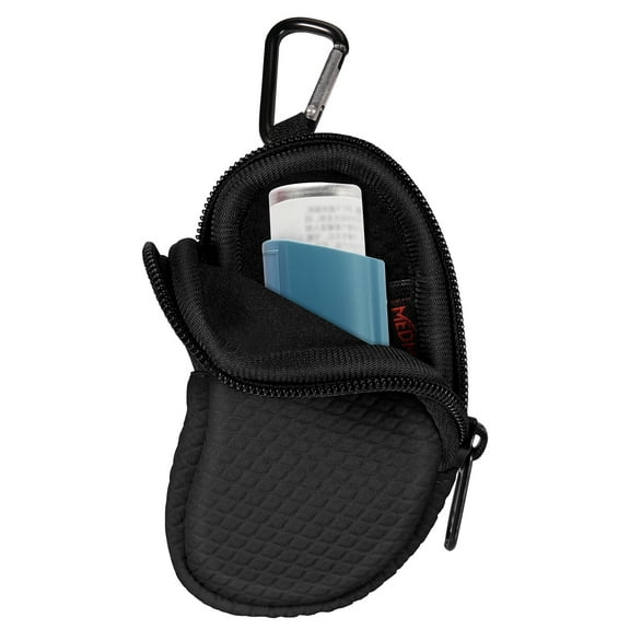 MEDMAX Neoprene Asthma Inhaler Holder, Protective Portable Travel Handy Holster Lightweight Carrying Case, Inhaler Not Included (Case Only), Black