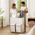 thumbnail image 4 of BGTREND Double Laundry Hamper with Lid, 180L Dirty Clothes Basket with 2 Removable Bags & 2 Side Pockets, Collapsible Laundry Sorter, Beige, 4 of 8