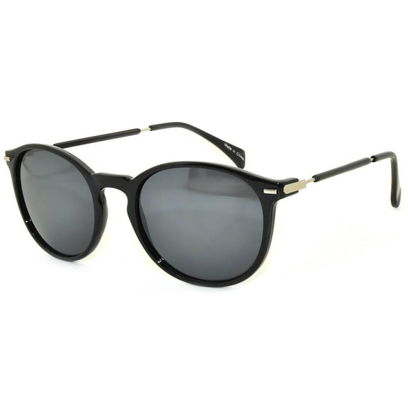 Round Panto Retro Sunglasses - Black Frame / Smoke Lens