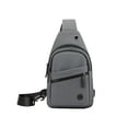 thumbnail image 2 of maho Men's High-end Slim Crossbody Bag Chest Bag With Headphone Port Removable Buckle Side Bag Travel Outdoor Leisure Gray on Clearance, 2 of 6