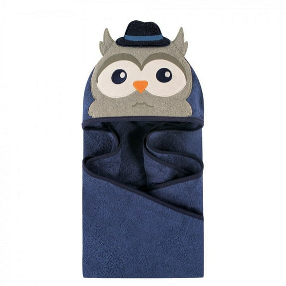 Hudson Baby Infant Boy Cotton Animal Hooded Towel, Mr Owl, One Size
