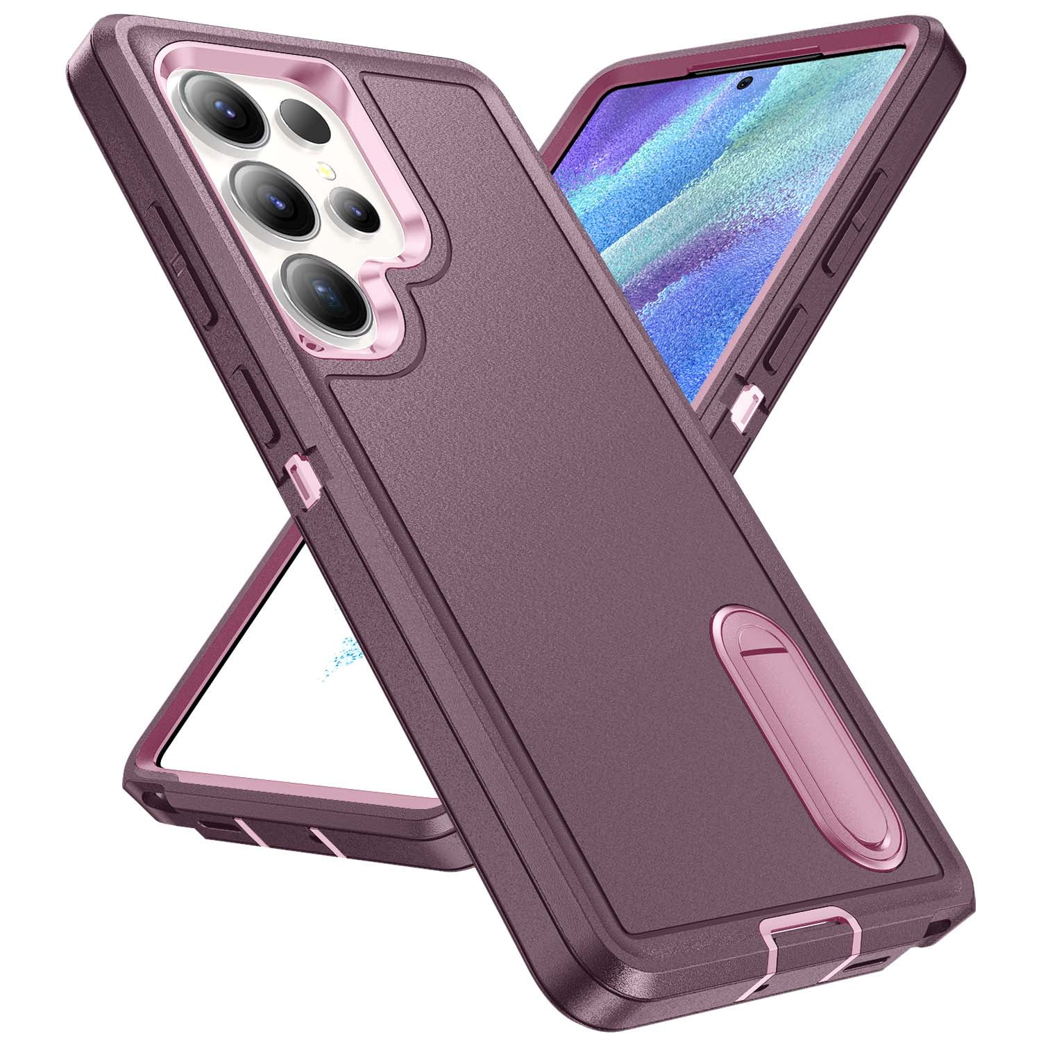 Dteck Case for Samsung Galaxy S26 Ultra,Shockproof TPU+PC Protection Case Built-in Kickstand Back Cover for Galaxy S26 Ultra,Purple+Pink