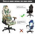 thumbnail image 6 of SCRAWLGOD Butterfly Floral Print Cyan Beige 4 PCS Gaming Chair Covers Slipcovers Non-Slip Gamer Chair Cover Stretchable Rotating Armchair Covers with Armrest Covers, 6 of 7