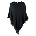 thumbnail image 7 of Hauaitttt Women Poncho Sweater V Neck Solid Knit Pullover Cape Lightweight Shawl Elegant Wrap with Fringes for Women Womens Dress Jackets for Evening Wear Girls Shawl Wool Scarf Shawl with Hood, 7 of 7