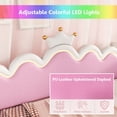 thumbnail image 3 of Bellemave Extendable Twin Size Upholstered Daybed with LED Light Princess Sofa Bed Frame with Crown-shaped Headboard and Armrest PU Leather Upholstered Daybed for Living Room, Bedroom, White, 3 of 11