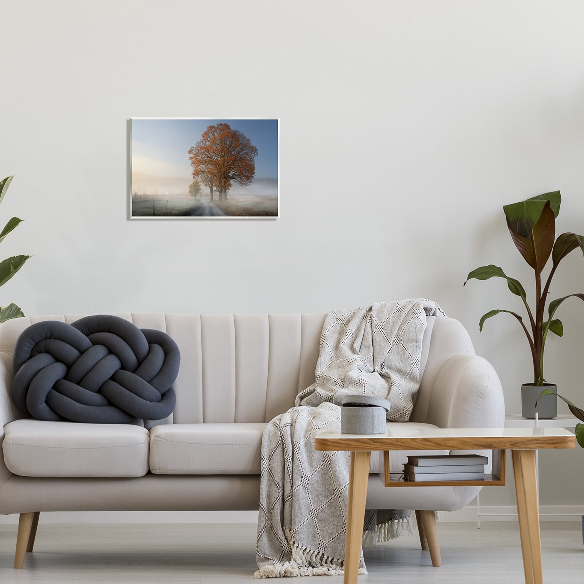 Stupell Foggy Road Sycamore Tree Landscape Photography Wall Plaque Unframed Art Print Wall Art