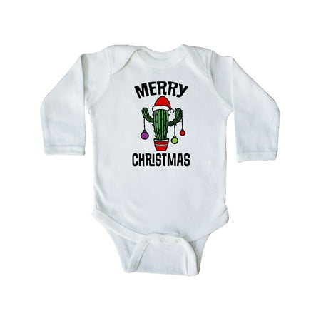

Inktastic Merry Christmas Cactus Cute Gift Baby Boy or Baby Girl Long Sleeve Bodysuit