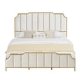 thumbnail image 6 of Queen Size Platform Bed Frame, Velvet Upholstered Bed with Gold Trim Headboard, 6 of 11