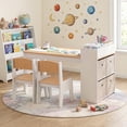thumbnail image 4 of Costway Kids Art Table & Chairs Set with Paper Roll Wooden Craft Study Desk Active Play Natural, 4 of 7