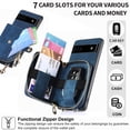 thumbnail image 5 of for Google Pixel 6a Wallet Case, PU Leather Case with Back Card Holder Kickstand, Magnetic Button Flip Folio Shockproof Zipper Crossbody Strap Purse Phone Case for Google Pixel 6a, Blue, 5 of 10
