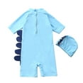 thumbnail image 7 of Zanarzt Boy One Piece Swimsuit Toddler Boy One Piece Swimwear UPF 50+ Sun Protection One Piece Bathing Suit Rash Guard Sunsuit with Hat Sky Blue,5-6 Years, 7 of 7