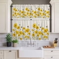 thumbnail image 2 of Yellow Flowers Curtain Valances Set Spring Floral Bee Linen Texture Plant Watercolor Kitchen Curtains 24&nbsp;inch Length Rod Pocket Valance and Tiers 3 Piece Set Small Bedroom Bathroom Laundry Decor, 2 of 9