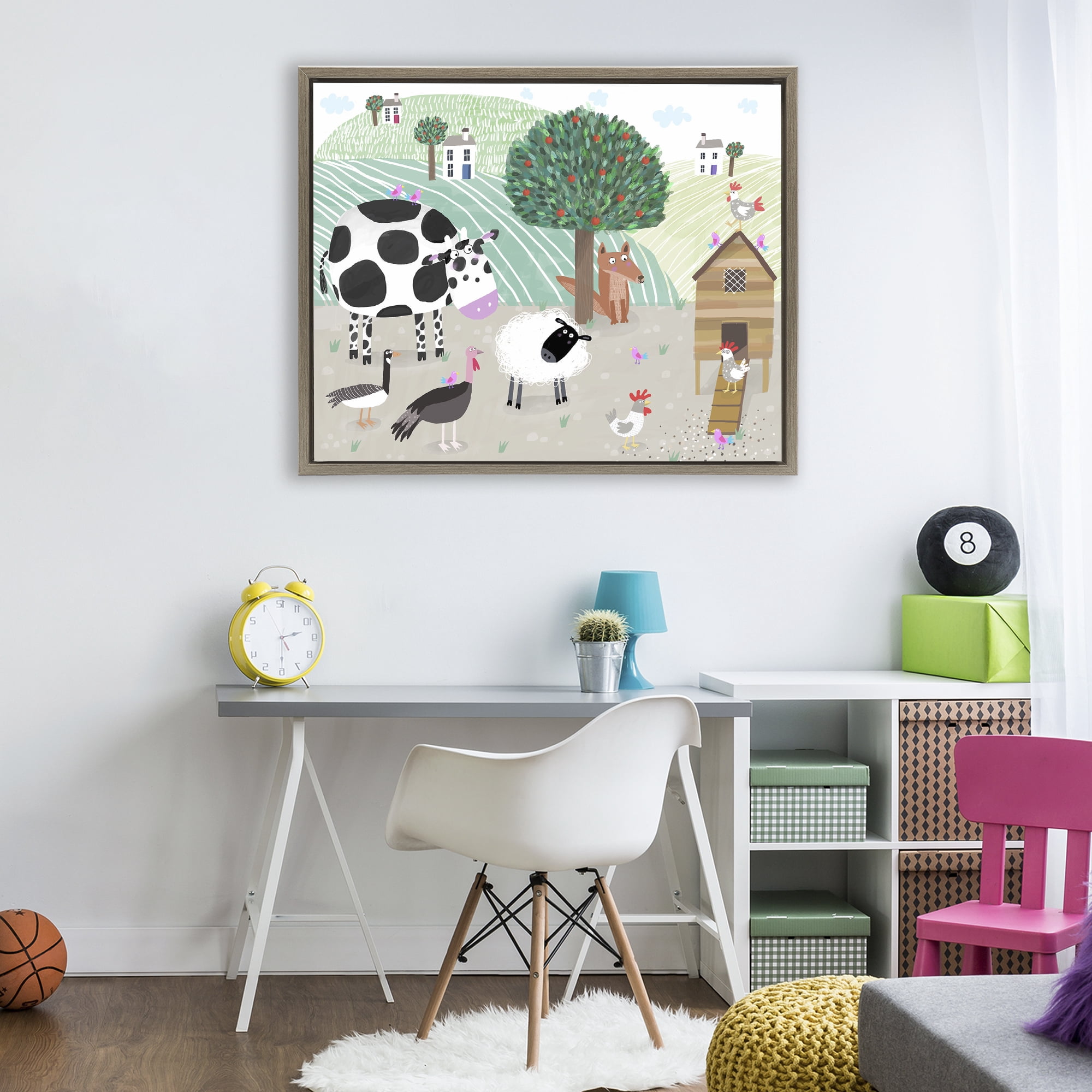 Stupell Industries Down At The Farm Brown Framed Floater Canvas Wall Art, design by Carla Daly