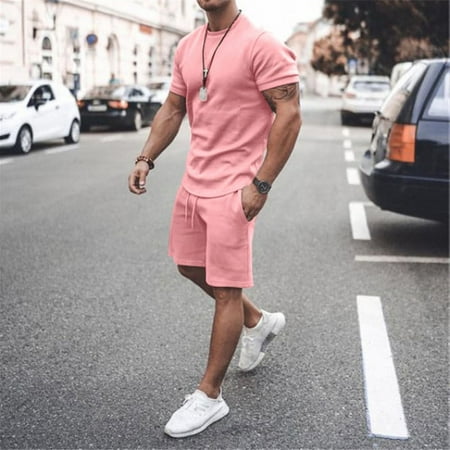 

2024 Summertime Men s Solid Suit Short Sleeve Shorts Men s Casual Movement Fashion Big Yards Suit 12 Colors S-4XL Men s Suit