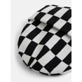 thumbnail image 4 of No Boundaries Women's Ribbed Knit Checkered Beanie, 4 of 4