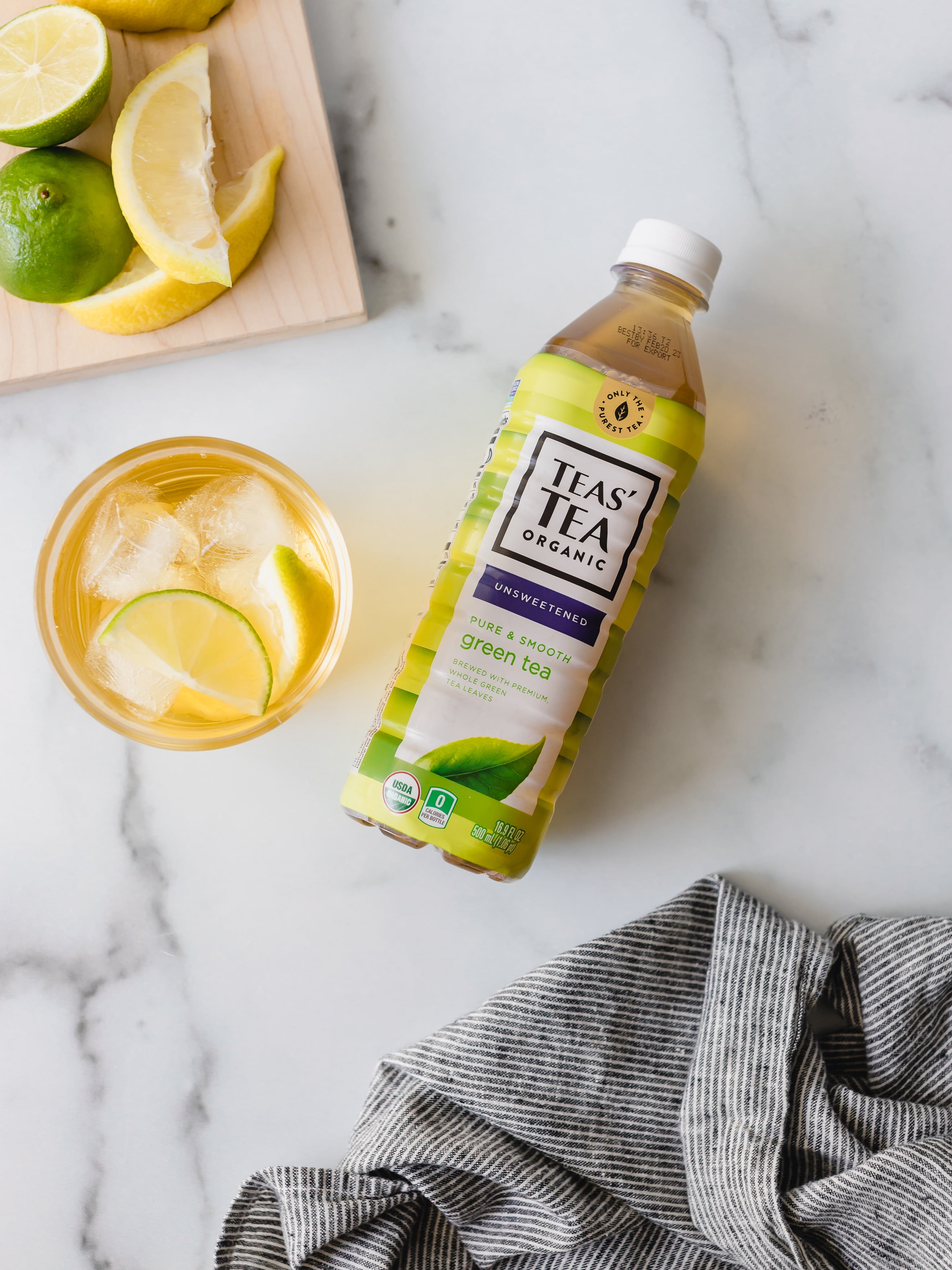 Teas' Tea Pure Organic Green Tea, Unsweetened Bottled Tea, Zero Sugar, Zero Calories, 16.9 fl oz, 12 pack