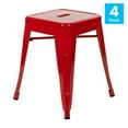 thumbnail image 3 of BizChair 18" Table Height Stool, Stackable Backless Metal Indoor Dining Stool, Commercial Grade Restaurant Stool in Red - Set of 4, 3 of 11