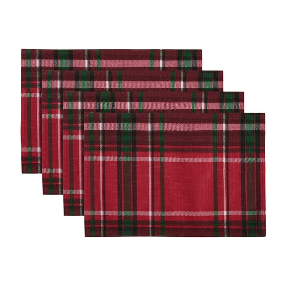 Pocono Plaid Holiday Fabric Placemats, Set of 4