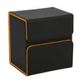thumbnail image 1 of Caja de baraja de cartas coleccionables, funda protectora duradera para cartas con bandeja para dados, caja de juego negro y naranja, 1 of 8