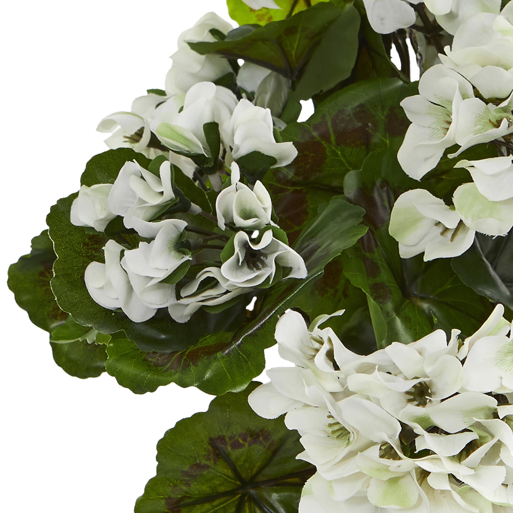 Nearly Natural White Geranium Artificial Flower Bush, UV Resistant, Set of 3