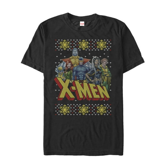 Men's Marvel Ugly Christmas X-Men Group Graphic Tee Black 2X Large