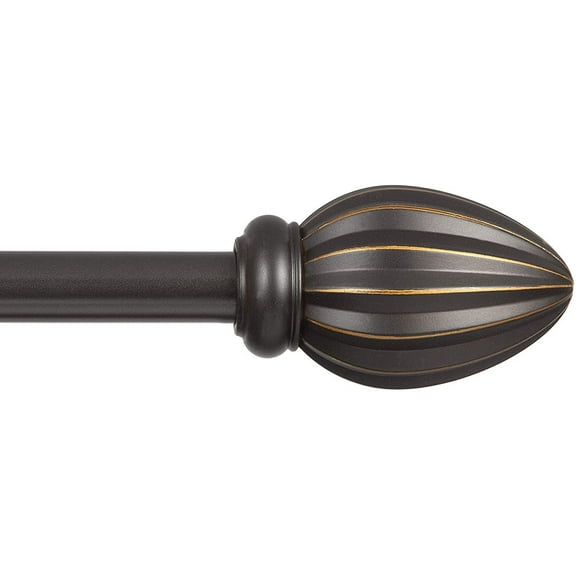 Kenney 5/8" Fast Fit Bailey Easy Install Curtain Rod, Oil Rubbed Bronze, 66"-120"
